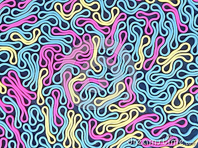3d render modern pattern flexible elastic rounded objects. Abstract illustration Cartoon Illustration