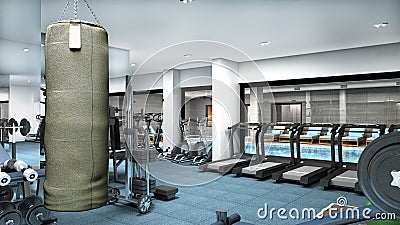 3d render of modern spa fitness Stock Photo