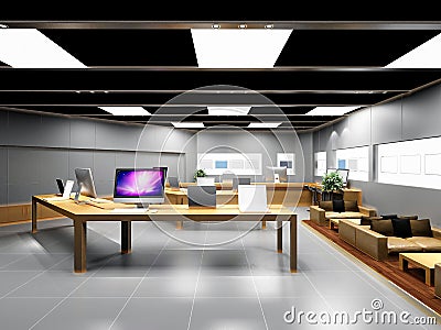 3d render of computer shop Stock Photo