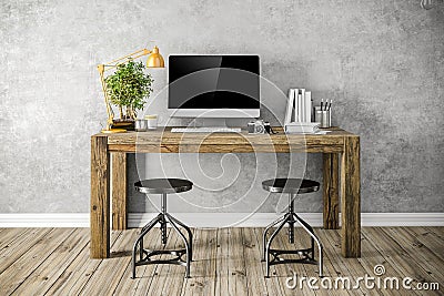 3d render of modern workplace setup Stock Photo