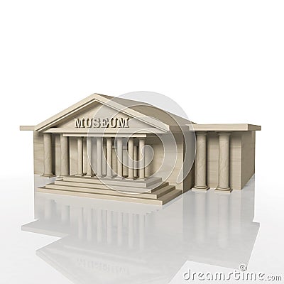 3D render of museum building with reflection Stock Photo