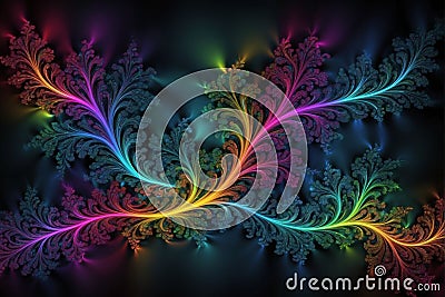 3d render neon abstract fractal art Stock Photo