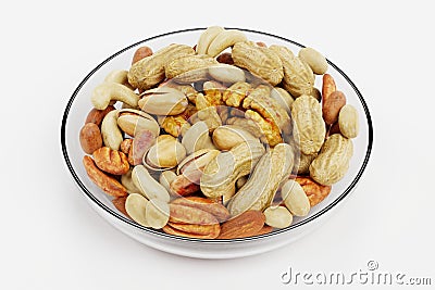 3D Render of Nuts Collection Stock Photo