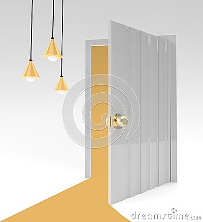 3D Render Open door Symbol of new career, opportunities, business ventures and initiative. Business concept Design Stock Photo