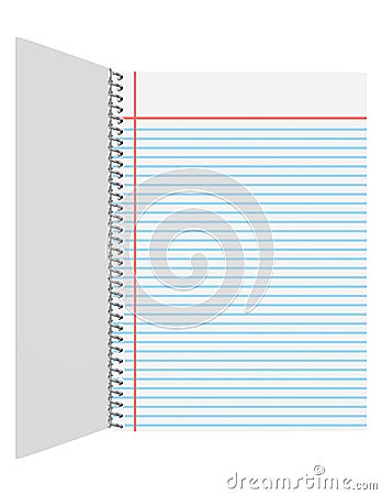 3d Render of an Open Spiral Notebook Stock Photo