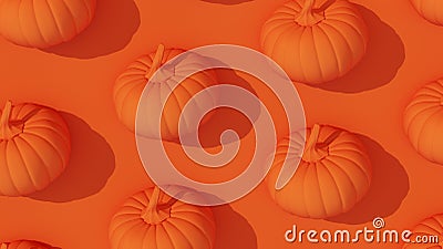 render. orange pumpkins on orange background Stock Photo