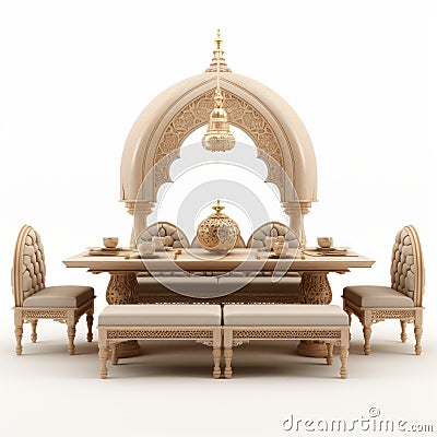 3d Render Of Ottoman Palace Dining Set In Cinema4d Stock Photo