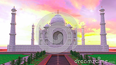 3D RENDER palace ILLUSTRATION Taj Mahal - UNESCO World Heritage Site - Agra, India Stock Photo