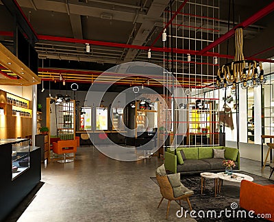 3d render of patisserie cafe shop Stock Photo