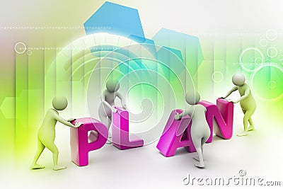 3d render of person placing plan letters Stock Photo