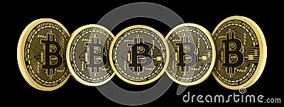 Bitcoins isolated on black background Stock Photo