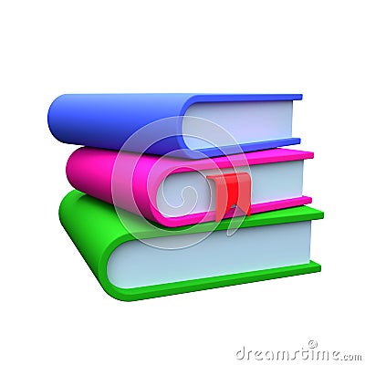 3d render pile of books isolated on white background. 3d render illustration stack of books. Stock Photo