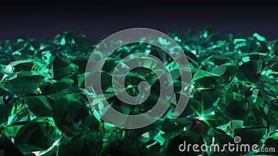 3d render Pile of green sparkling diamonds close up Stock Photo