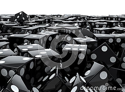 Black dice pile Stock Photo