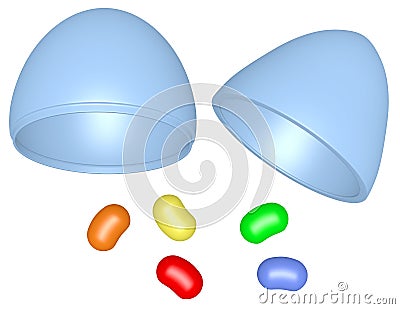 3d Render Plastic Easter Egg with Jelly Beans Stock Photo