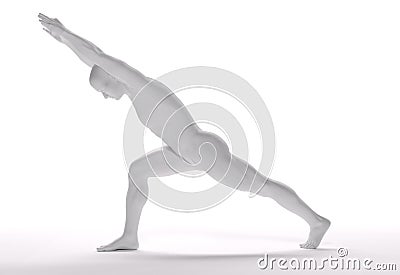 3D render : the portrait of male character practicing yoga with the grey colour texture on the body Stock Photo