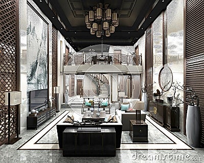 3d render postmodern living room Stock Photo