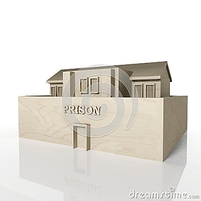 3D render of prison building with reflection Stock Photo