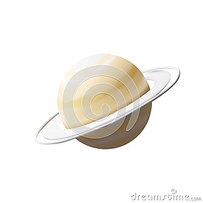 3D render realistic Saturn planet in plastic style Vector Illustration