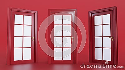 red doors isolated on colored background Stock Photo