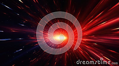 Abstract background with red rays and stars. Fractal art. 3D rendering Stock Photo
