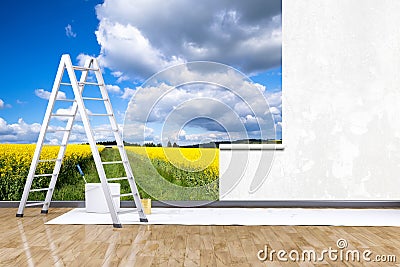 photo mural rape field Stock Photo