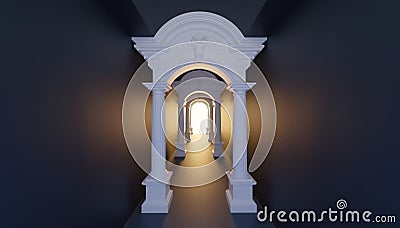 3d render roman ancient tunnel corridor to light hope Stock Photo