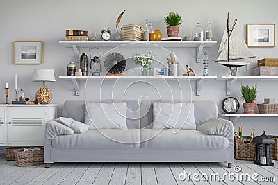 3d render- scandinavian flat Stock Photo