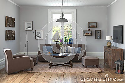 3d render - scandinavian flat Stock Photo