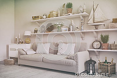 3d render - scandinavian flat - retrolook Stock Photo