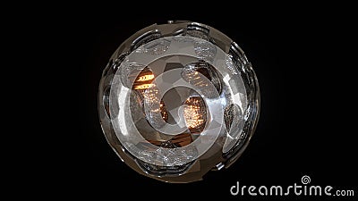 3D Render. Sci-fi object with glowing energy at center. Rotation metal sphere with chaotic structure Stock Photo