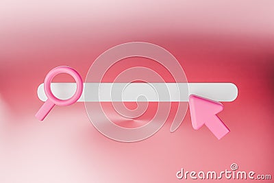3D render of search bar and cursor for website Stock Photo