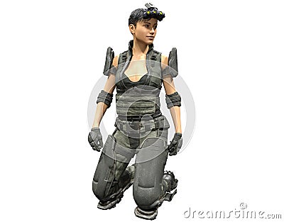Sexy Female Tactical Strike Soldier Stock Photo