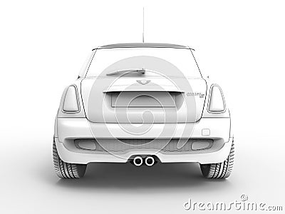 3d render Shaded view of the back of a Mini cooper S Cartoon Illustration