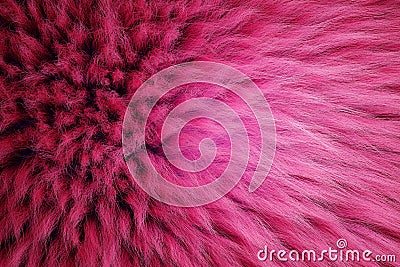 3D Render of shaggy carpet with wool material for backgrounds texture, close up of soft romantic pastel pink and fluffy Stock Photo