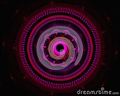 3D render. Shield fractal. Round glowing ornament Stock Photo