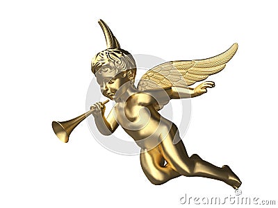 3d render of a shiny angel with trumpet Stock Photo