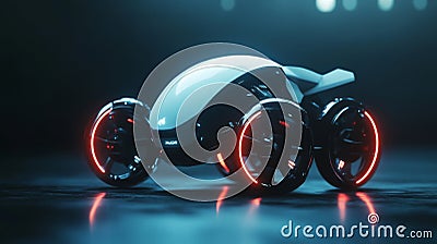 This 3D render shows the back view of a single-pilot spaceship, a concept assault fighter and gunship. The science Stock Photo