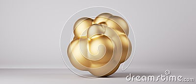 3d render, simple geometric shape, primitive abstract object. Golden lump, design element isolated on white background Stock Photo