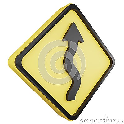 3D render sinuous road sign icon isolated on white background Stock Photo