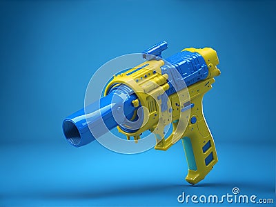 3D render slice of water gun over blue background ai generated Stock Photo