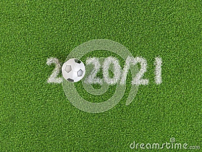 Soccer ball within the dates 2020/2021. Concept for the soccer / football season 2020/2021 Stock Photo