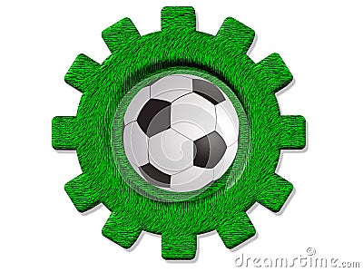 3d Render Soccer ball in grass gear image Cartoon Illustration