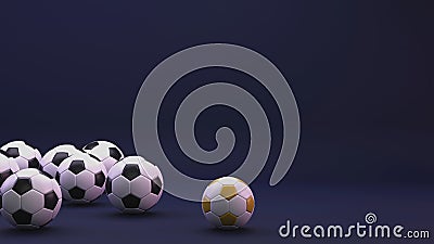 3D Render Soccer Balls On Blue Background And Copy Stock Photo