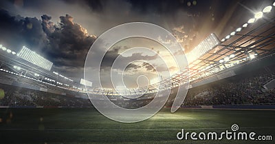 Sport Backgrounds. Soccer stadium. 3d render Stock Photo