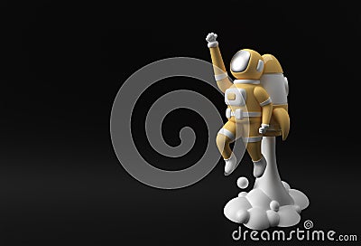 3d Render Spaceman Astronaut Flying with Rocket 3d illustration Design Cartoon Illustration