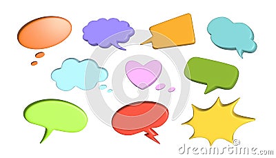 3D render speech bubbles, talk clouds retro style Stock Photo