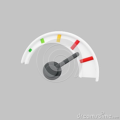 3d render speed. 3d rendering speedometer. 3d render speed indicator on gray background Stock Photo