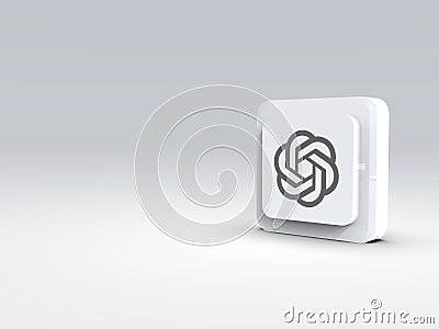 chat gpt ai button in white background, 3d artificial intelligence icon render Editorial Stock Photo