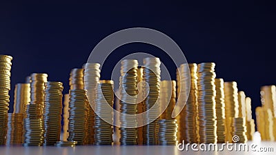 3D render of stacked coins - shalow focus Stock Photo